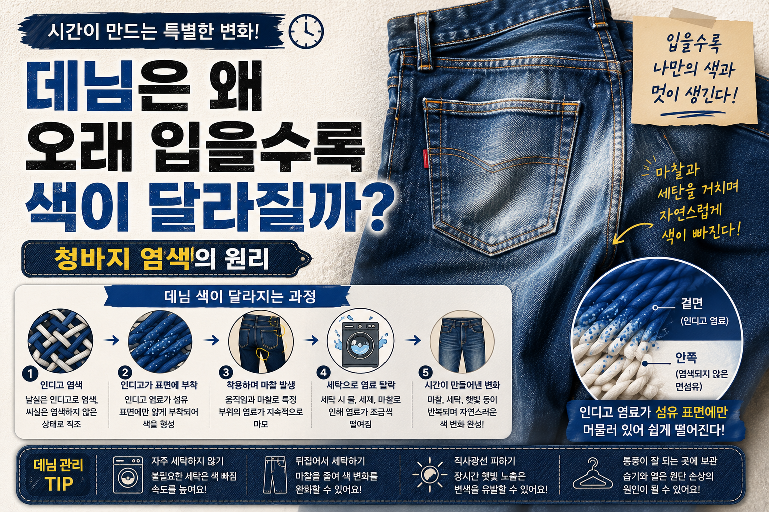 데님은 왜 오래 입을수록 색이 달라질까